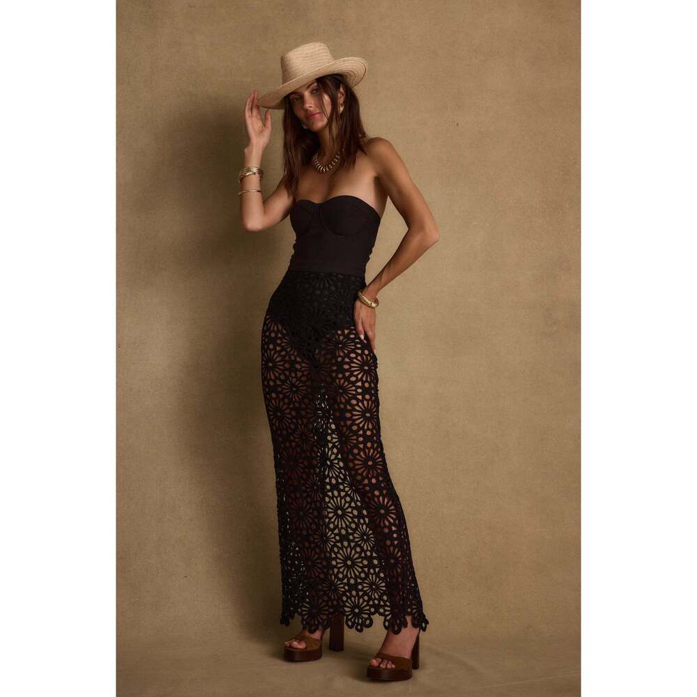 12th Tribe Tropez Black Crochet Strapless Dress Size XLXL